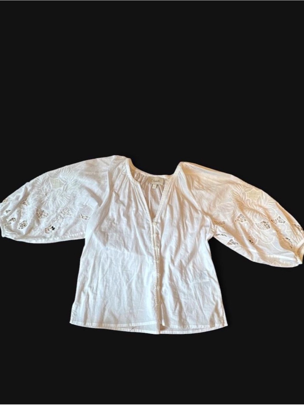 Cleobella White Embroidered Peasant Top